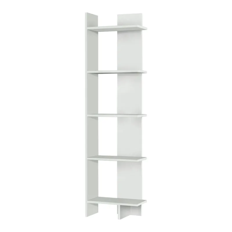 Βιβλιοθήκη μελαμίνης Perla Megapap χρώμα λευκό 48x22x170εκ. - Βιβλιοθήκες