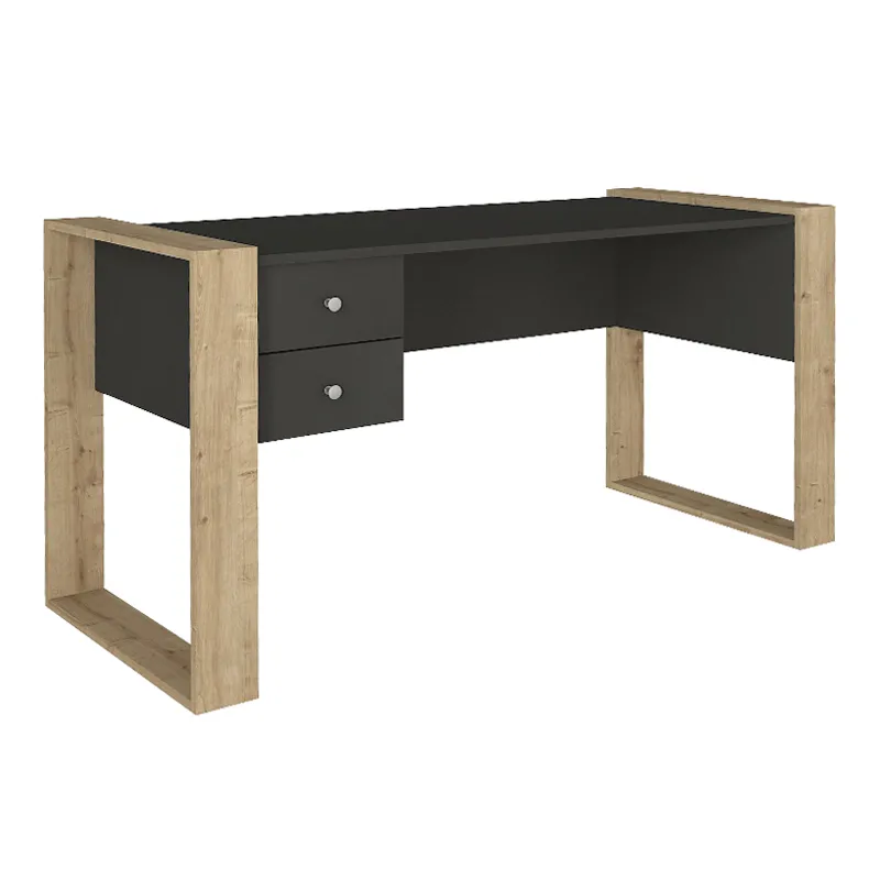 Γραφείο εργασίας Fernando Megapap χρώμα ανθρακί - sapphire oak 158,4x60x72,2εκ.