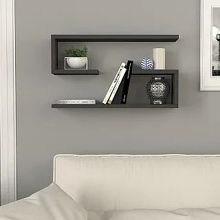 Ραφιέρα τοίχου Jenika Megapap 2 τεμαχίων χρώμα ανθρακί 60x14,5x18εκ.