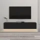 Έπιπλο τηλεόρασης επιτοίχιο Aristo Megapap με LED χρώμα μαύρο 135x31,6x25εκ.