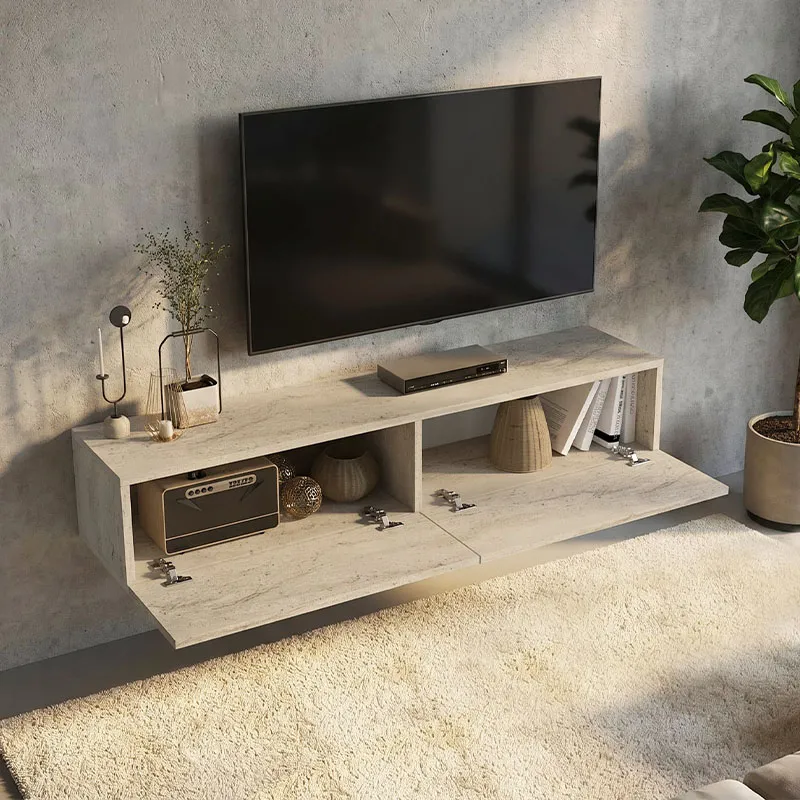 Έπιπλο τηλεόρασης επιτοίχιο Aristo Megapap με LED χρώμα travertine 135x31,6x25εκ.