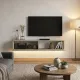 Έπιπλο τηλεόρασης επιτοίχιο Aristo Megapap με LED χρώμα travertine 135x31,6x25εκ.