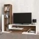 Σύνθεση τηλεόρασης Bend Megapap από μελαμίνη χρώμα λευκό - καρυδί 153,6x39x131εκ. - Έπιπλα τηλεόρασης