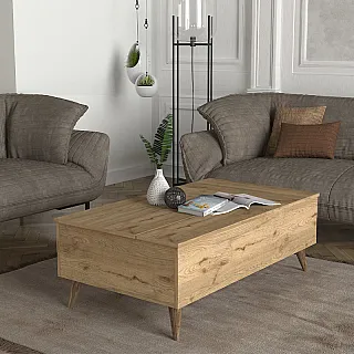 Τραπεζάκι σαλονιού Roy Megapap με σερβιτόρο χρώμα sepet oak 121x69x40εκ.