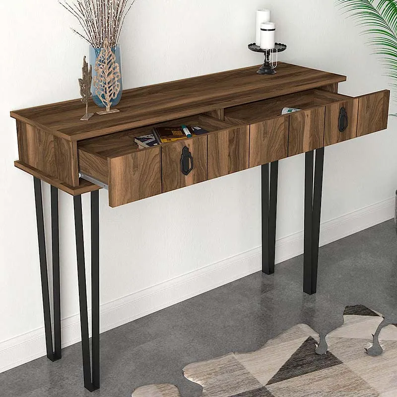 Κονσόλα μελαμίνης Helsinki Megapap χρώμα καρυδί 120x35,5x90εκ. - Κονσόλες