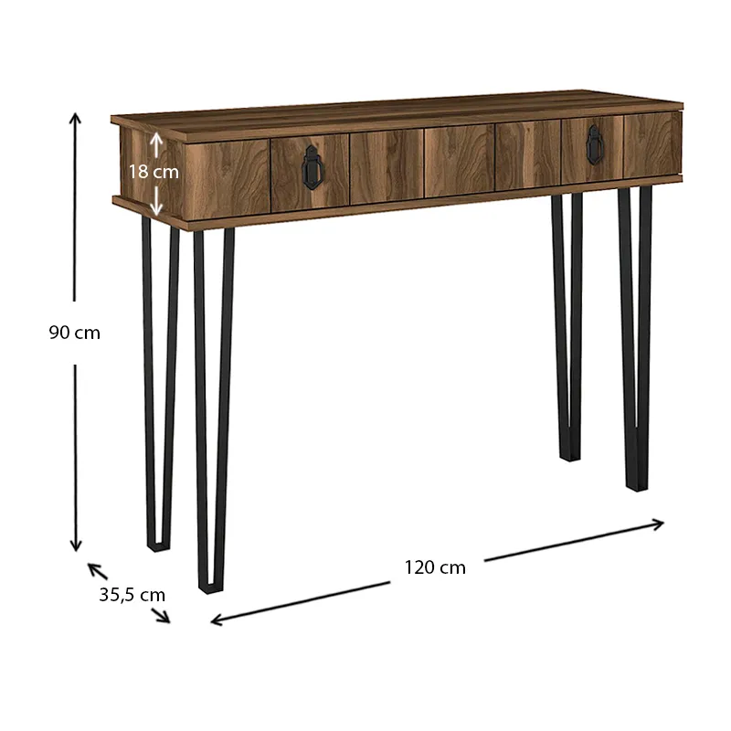 Κονσόλα μελαμίνης Helsinki Megapap χρώμα καρυδί 120x35,5x90εκ. - Κονσόλες