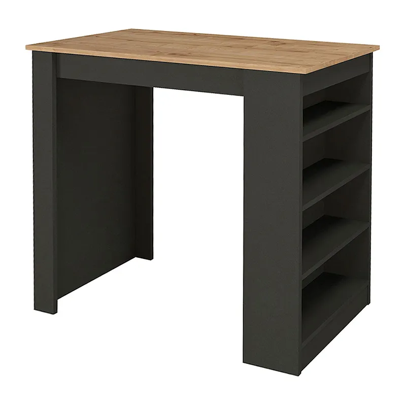 Τραπέζι μπαρ Monaco Megapap από μελαμίνη χρώμα ανθρακί - sapphire oak 120x51,6x101,8εκ. - Τραπέζια