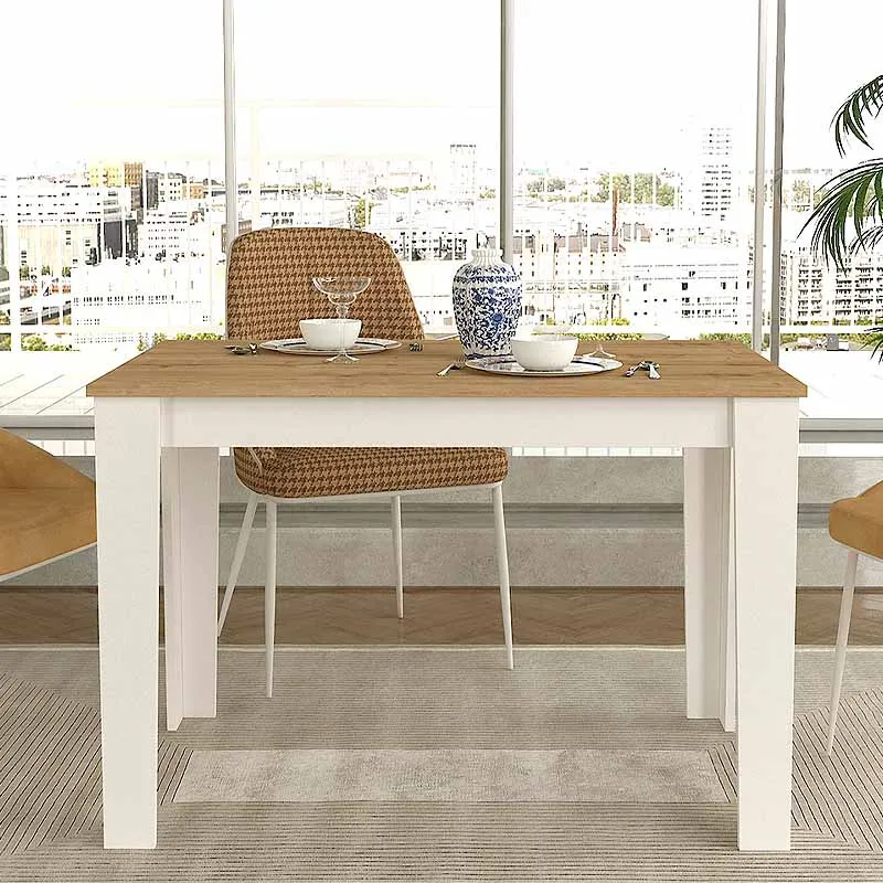 Τραπέζι μελαμίνης Darlen Megapap χρώμα λευκό - sapphire oak 110x72x74εκ. - Τραπέζια