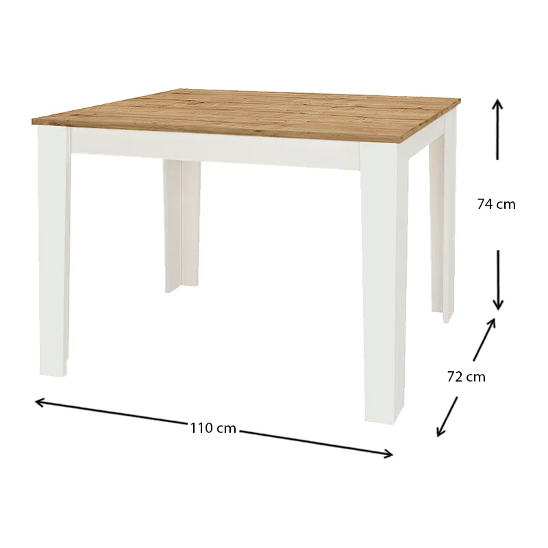 Τραπέζι μελαμίνης Darlen Megapap χρώμα λευκό - sapphire oak 110x72x74εκ. - Τραπέζια