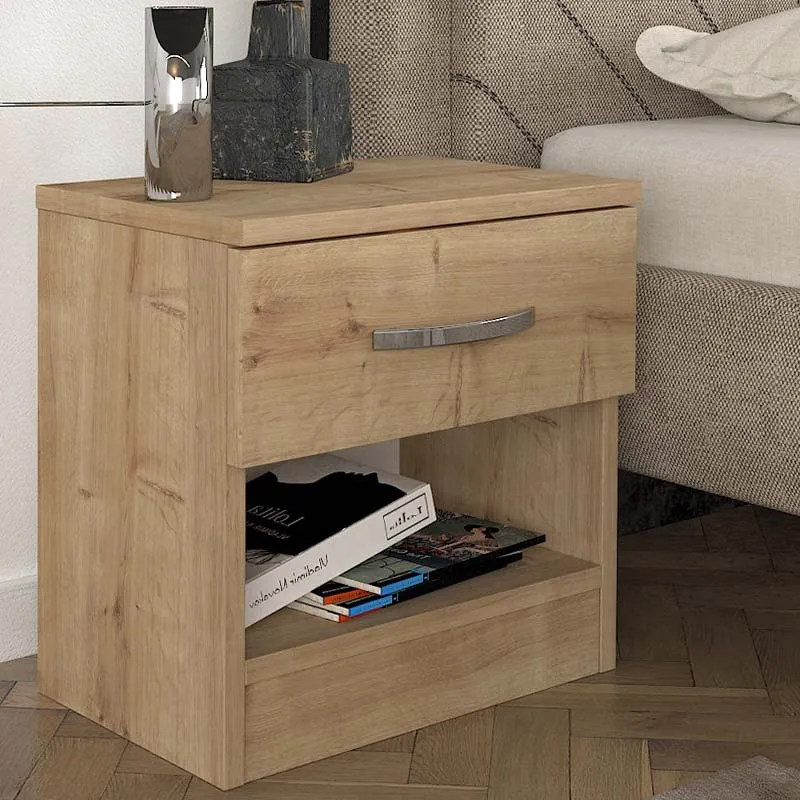 Κομοδίνο μελαμίνης Lube Megapap χρώμα sapphire oak 40x28,2x40εκ. - Κομοδίνα
