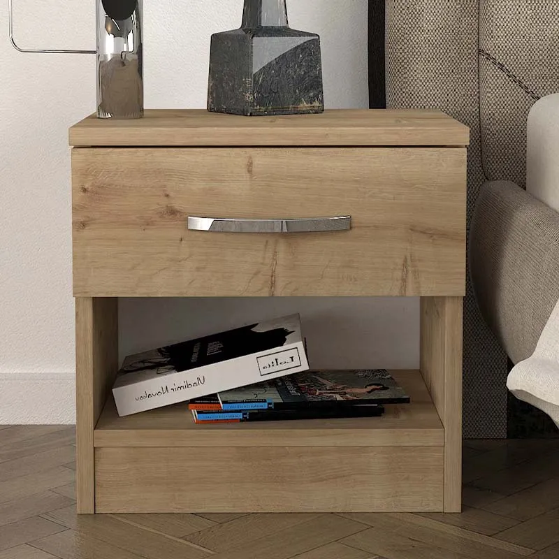 Κομοδίνο μελαμίνης Lube Megapap χρώμα sapphire oak 40x28,2x40εκ. - Κομοδίνα