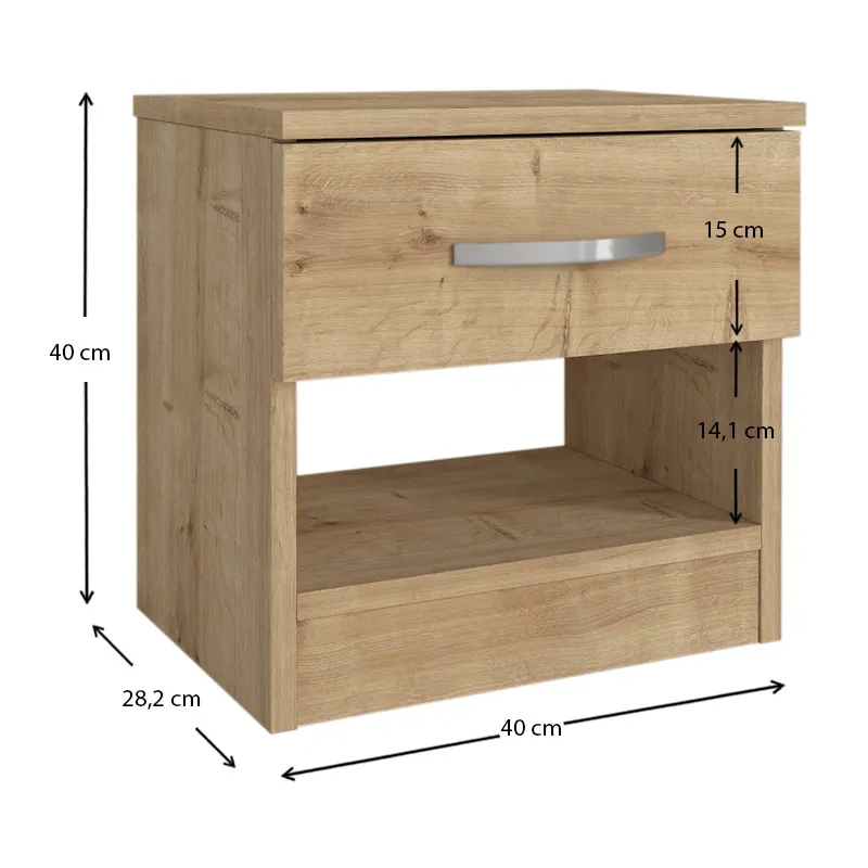 Κομοδίνο μελαμίνης Lube Megapap χρώμα sapphire oak 40x28,2x40εκ. - Κομοδίνα