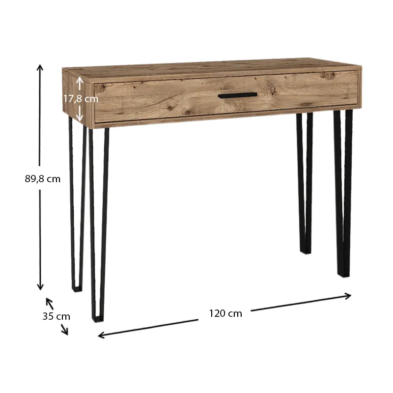 Κονσόλα μελαμίνης Rochel Megapap χρώμα atlantic pine 120x35x89,8εκ. - Κονσόλες