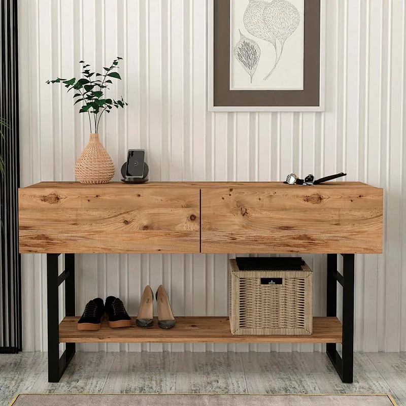 Κονσόλα μελαμίνης Aron Megapap χρώμα atlantic pine 138,8x41x75,7εκ. - Κονσόλες