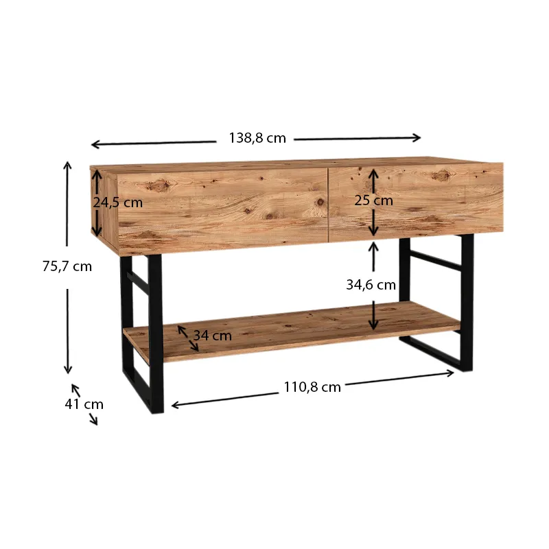 Κονσόλα μελαμίνης Aron Megapap χρώμα atlantic pine 138,8x41x75,7εκ. - Κονσόλες