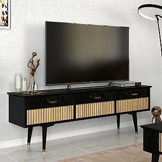 Έπιπλο τηλεόρασης Bolea Megapap χρώμα modern black 150x35x49,7 εκ.