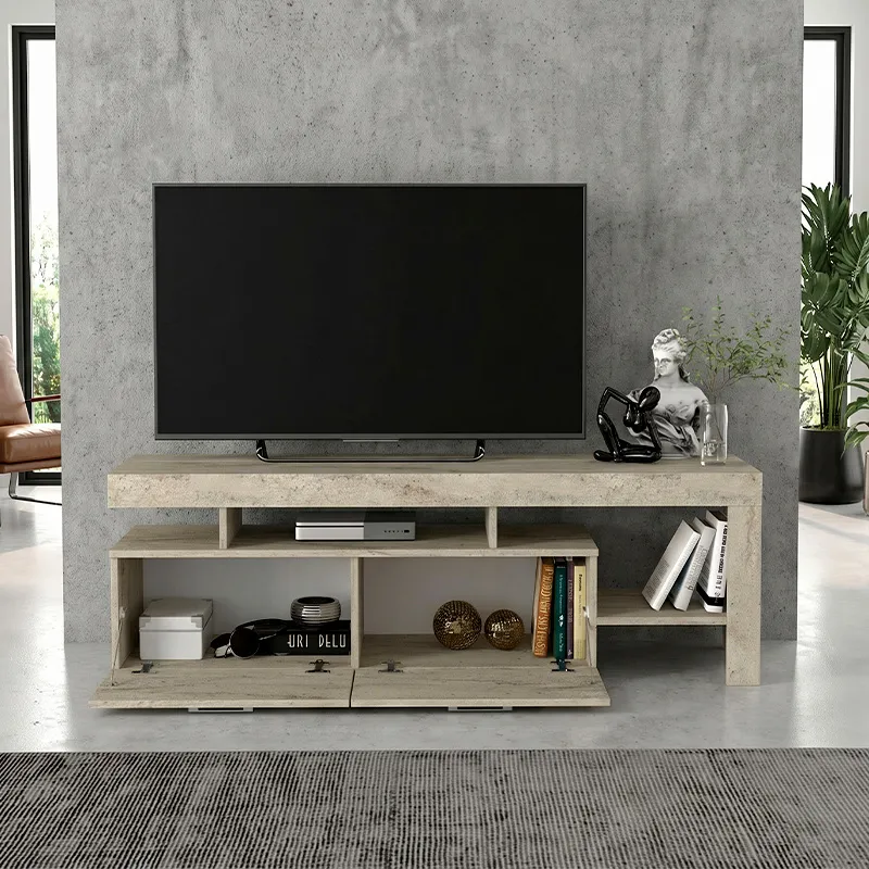 Έπιπλο τηλεόρασης Acnes Megapap χρώμα travertine 160x40x53εκ.