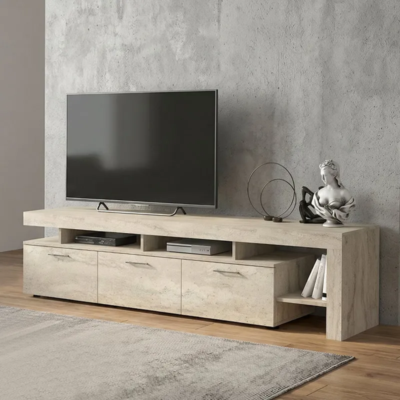 Έπιπλο τηλεόρασης Acnes Megapap χρώμα travertine 220x40x52εκ.