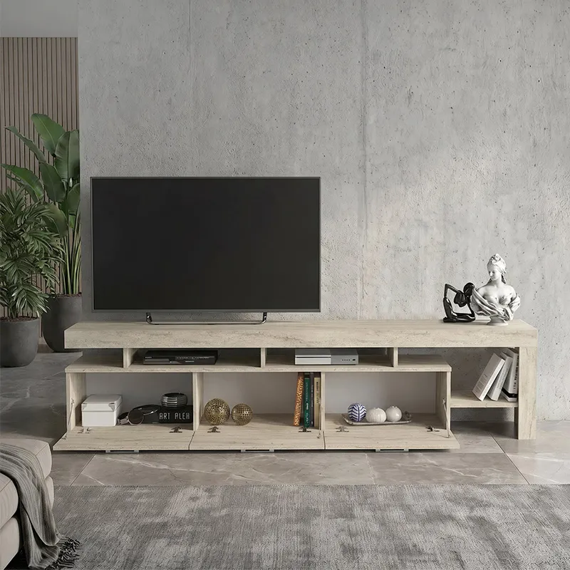 Έπιπλο τηλεόρασης Acnes Megapap χρώμα travertine 220x40x52εκ.