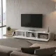 Έπιπλο τηλεόρασης Enstey Megapap επεκτεινόμενο χρώμα sapphire oak - λευκό 260x41,8x33,5εκ.