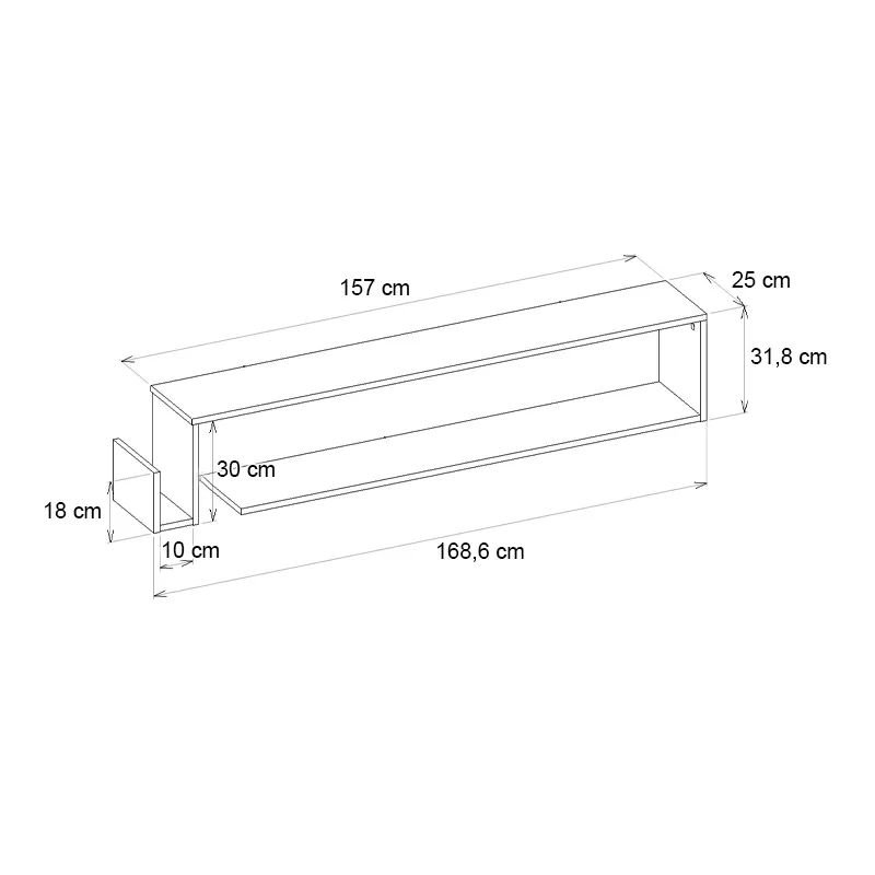 Έπιπλο τηλεόρασης επιτοίχιο Regnar Megapap χρώμα rebab 168,6x25x31,8εκ.