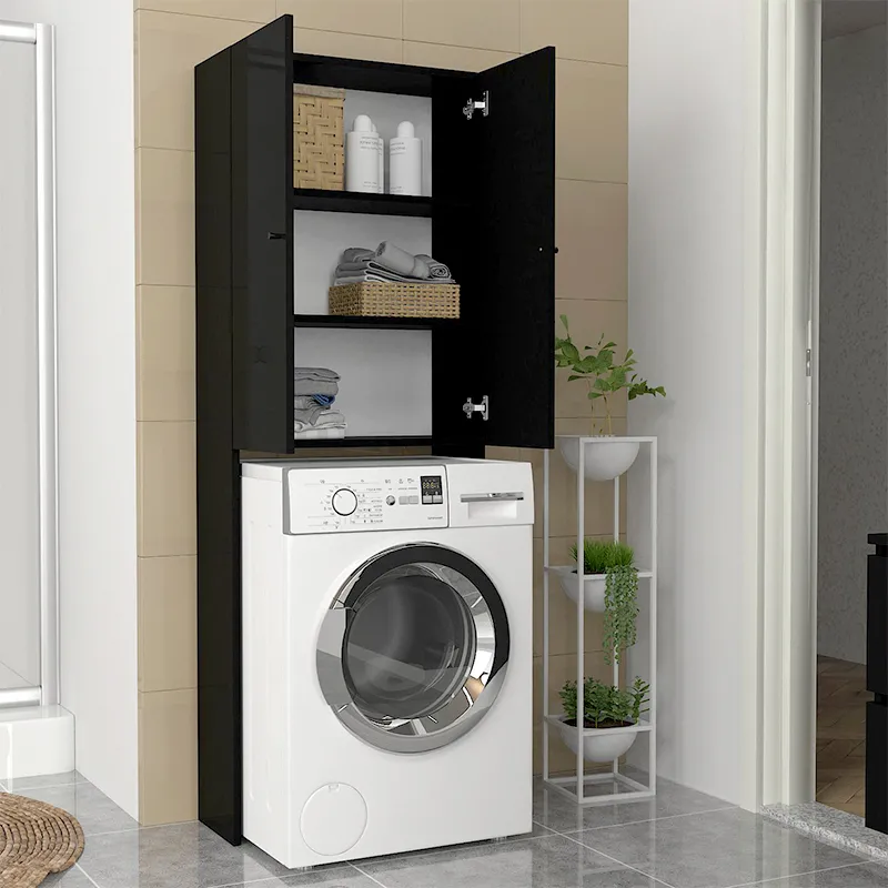 Έπιπλο πλυντηρίου Romme Megapap χρώμα μαύρο 65x27,1x180εκ.