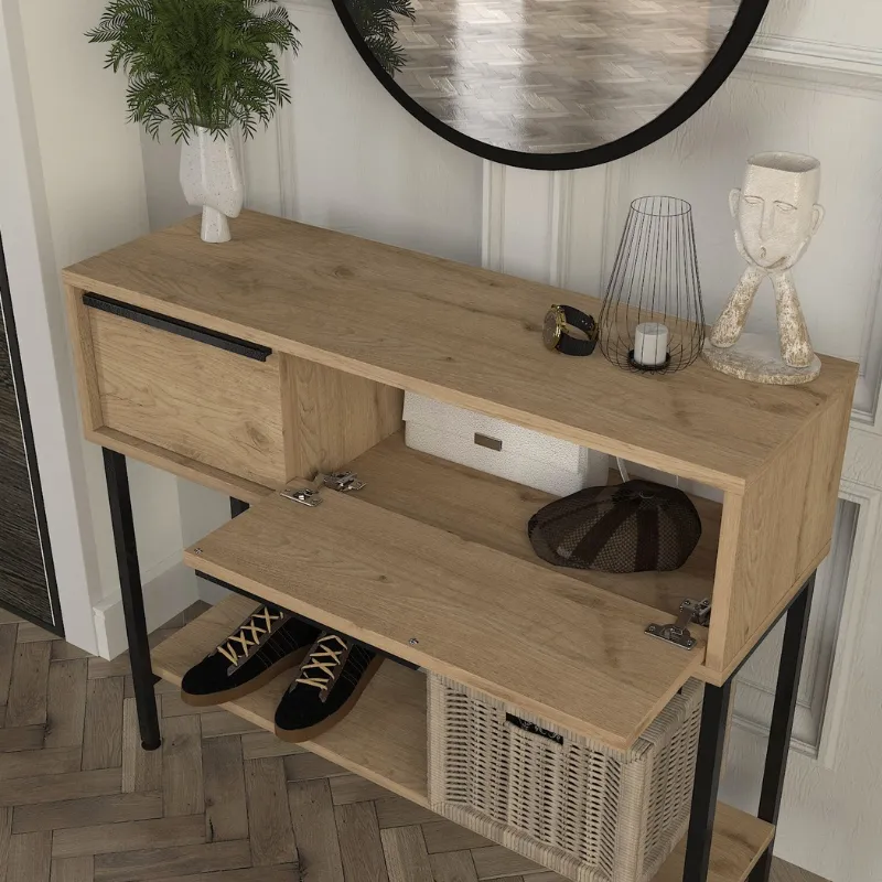 Κονσόλα με καθρέπτη Suzy Megapap χρώμα sapphire oak 90x29,6x76εκ.