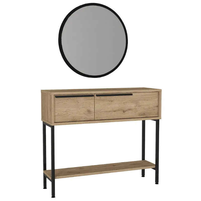 Κονσόλα με καθρέπτη Suzy Megapap χρώμα sapphire oak 90x29,6x76εκ.