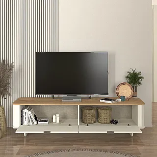 Έπιπλο τηλεόρασης Bohema Megapap χρώμα ivory - sepet oak 180x47x45,6εκ.
