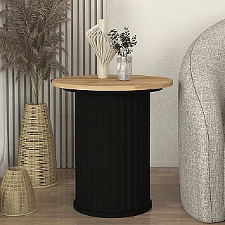 Τραπεζάκι βοηθητικό Bohema Megapap χρώμα μαύρο - sepet oak Ø50x53,2εκ.