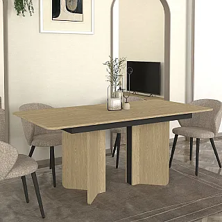 Τραπέζι Lava Megapap χρώμα rota oak - ανθρακί 180x90x76,8εκ.