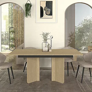 Τραπέζι Lava Megapap χρώμα rota oak - ανθρακί 180x90x76,8εκ.