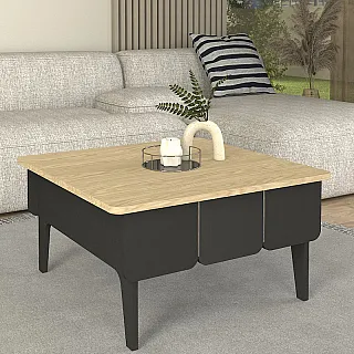 Τραπεζάκι σαλονιού Pedro Megapap χρώμα ανθρακί - rota oak 73,2x73,2x38,6εκ.