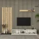 Σύνθεση τηλεόρασης Nagini Megapap χρώμα ivory - sapphire oak - ανθρακί 260x39,4x203,6εκ.