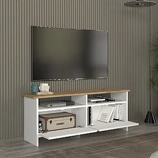 Έπιπλο τηλεόρασης Gradias Megapap χρώμα λευκό - sapphire oak 120x29,6x46,8εκ.
