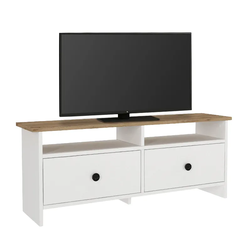 Έπιπλο τηλεόρασης Gradias Megapap χρώμα λευκό - sapphire oak 120x29,6x46,8εκ.