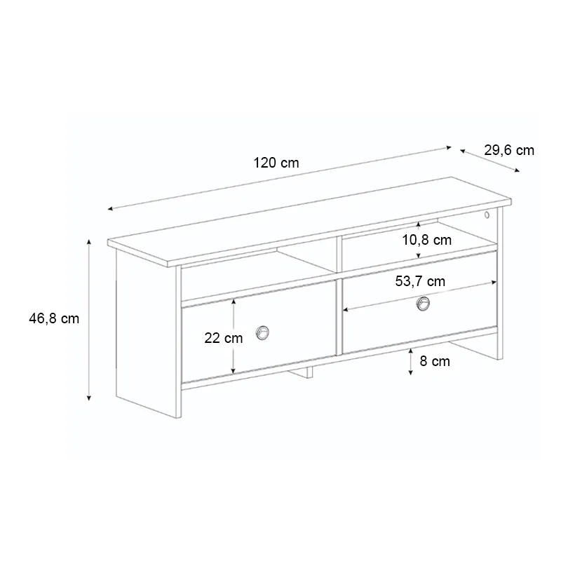 Έπιπλο τηλεόρασης Gradias Megapap χρώμα λευκό - sapphire oak 120x29,6x46,8εκ.