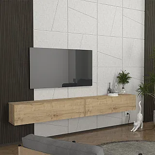 Έπιπλο τηλεόρασης επιτοίχιο Espanse Megapap χρώμα sapphire oak 241,8x31,7x30εκ.