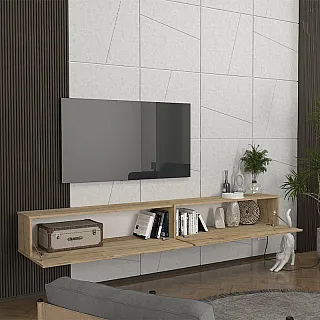 Έπιπλο τηλεόρασης επιτοίχιο Espanse Megapap χρώμα sapphire oak 241,8x31,7x30εκ.