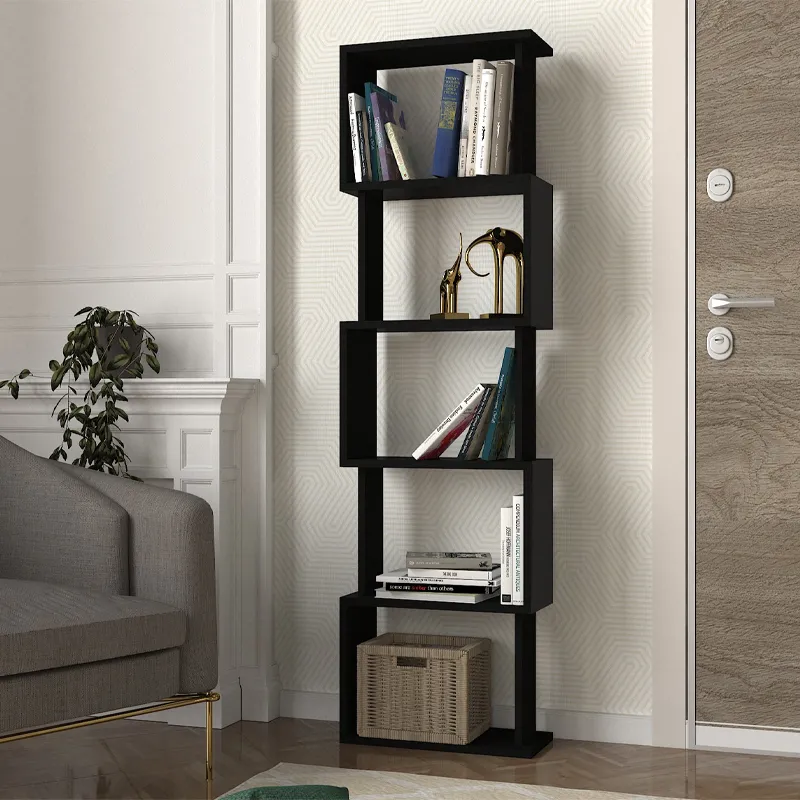 Βιβλιοθήκη Alvina Megapap χρώμα μαύρο 45x19,6x158,8εκ.