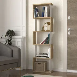 Βιβλιοθήκη Alvina Megapap χρώμα sapphire oak - λευκό 45x19,6x158,8εκ.