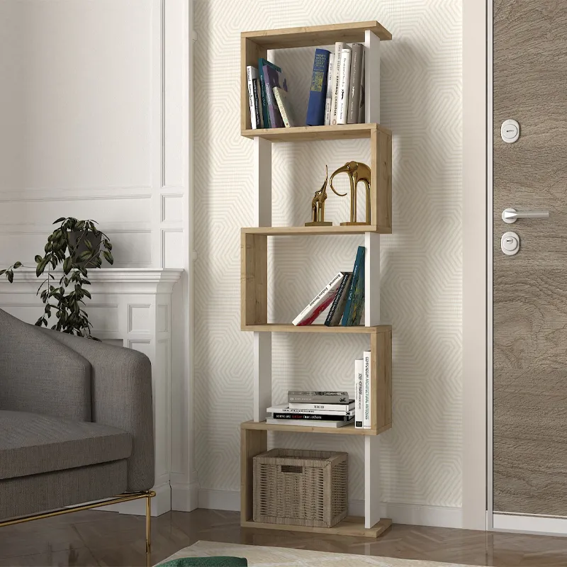 Βιβλιοθήκη Alvina Megapap χρώμα sapphire oak - λευκό 45x19,6x158,8εκ.