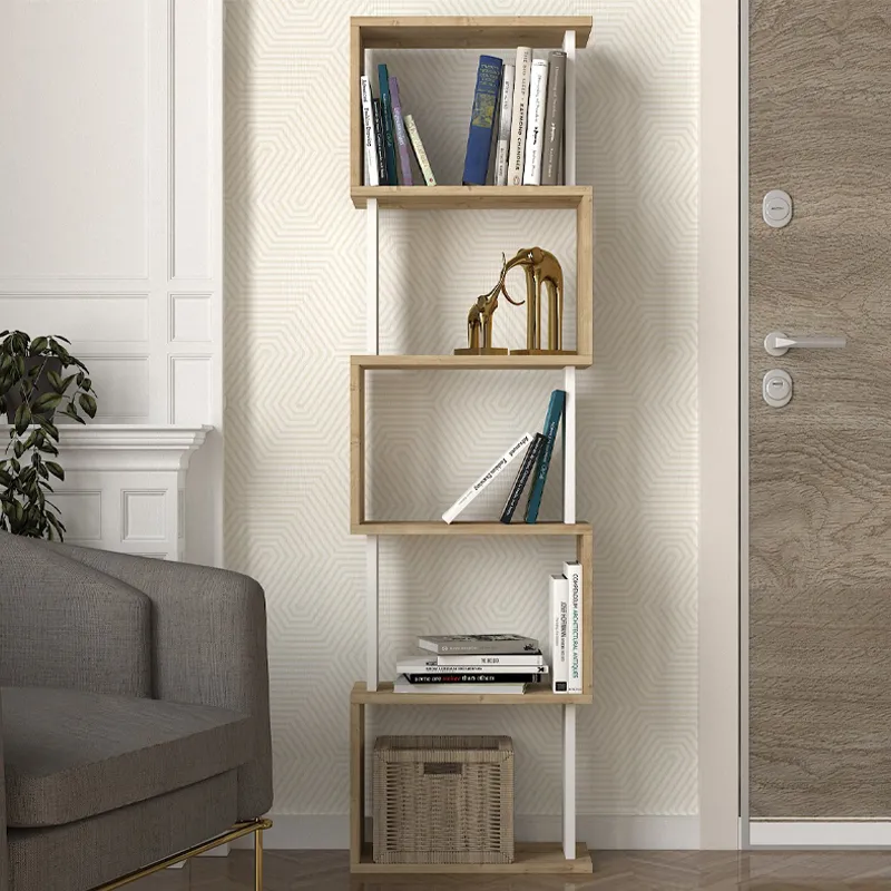 Βιβλιοθήκη Alvina Megapap χρώμα sapphire oak - λευκό 45x19,6x158,8εκ.
