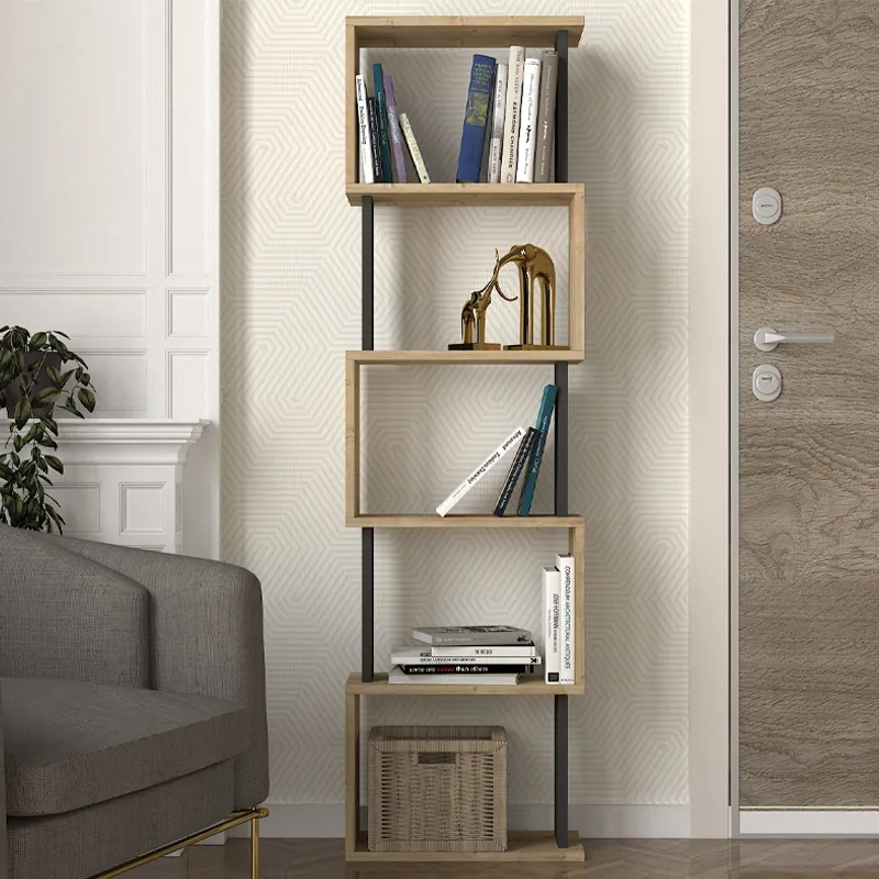 Βιβλιοθήκη Alvina Megapap χρώμα sapphire oak - ανθρακί 45x19,6x158,8εκ.