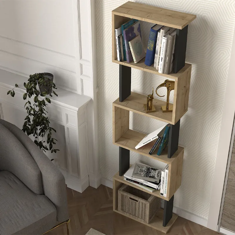 Βιβλιοθήκη Alvina Megapap χρώμα sapphire oak - ανθρακί 45x19,6x158,8εκ.