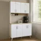 Έπιπλο κουζίνας Kalira 4 Megapap χρώμα λευκό - rota oak 120x40x196εκ.