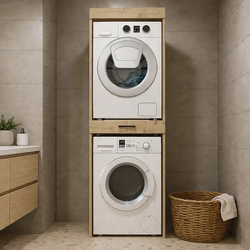 Έπιπλο πλυντηρίου - στεγνωτηρίου Fika Megapap χρώμα sapphire oak 67x61,8x198,5εκ.
