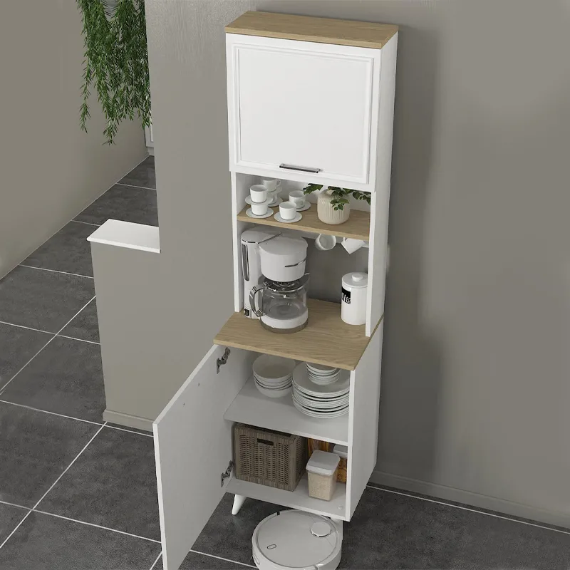 Έπιπλο κουζίνας Potter 1 Megapap χρώμα λευκό - rota oak 53,4x39,6x196,1εκ.