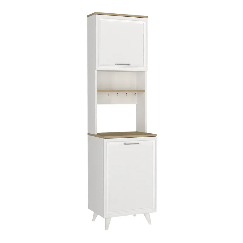 Έπιπλο κουζίνας Potter 1 Megapap χρώμα λευκό - rota oak 53,4x39,6x196,1εκ.