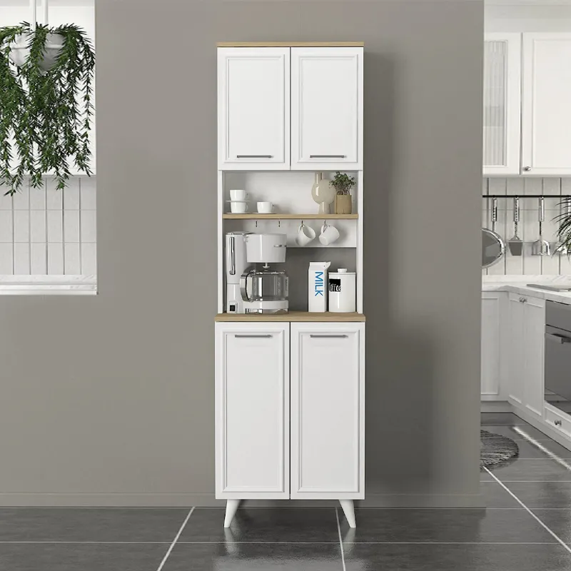 Έπιπλο κουζίνας Potter 2 Megapap χρώμα λευκό - rota oak 60x40x196,1εκ.